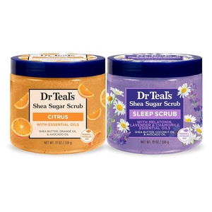 Dr Teal’s Shea Sugar Scrub, Lavender Essential Oils, 19 oz (Pack of 3)(Citrus with Vitamin C & Melatonin)