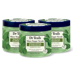 Dr Teal’s Shea Sugar Scrub, Lavender Essential Oils, 19 oz (Pack of 3)(Eucalyptus & Spearmint with Essential Oils)