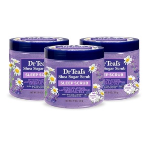 Dr Teal’s Shea Sugar Scrub, Lavender Essential Oils, 19 oz (Pack of 3)(Lavender & Melatonin with Essential Oils)