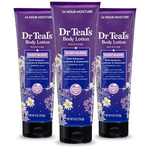 Dr Teal’s Sleep Body Lotion, 24-Hour Moisture, with Melatonin, Lavender & Chamomile Essential Oils, 8 fl oz (Pack of 3)(8 Ounce (Pack of 3))